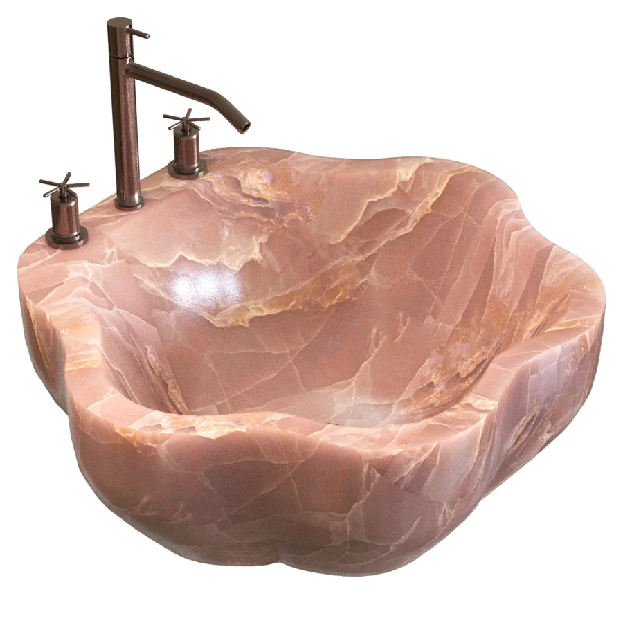 Pink Marble Countertop Washbasin Image 1