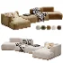Canape d angle gauche ouvert avec repose pieds en texture viscose et lin - Thumbnail 3