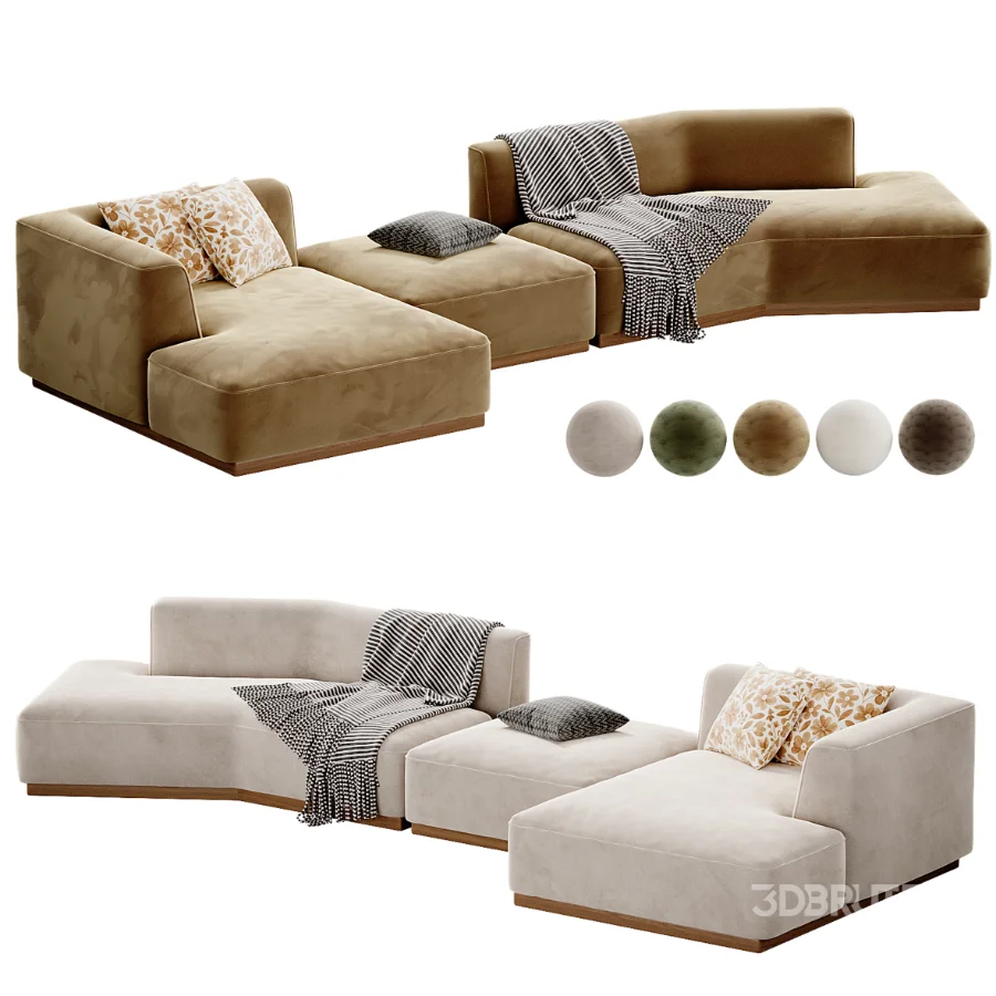 Canape d angle gauche ouvert avec repose pieds en texture viscose et lin Image 3