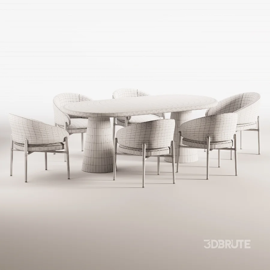 Linda and Oval Travertine Dining Table Image 4