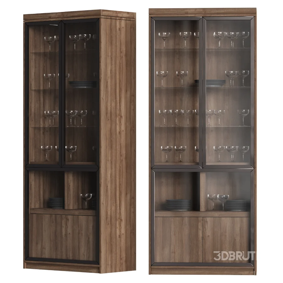 Glass Display Cabinet with Tableware Image 5