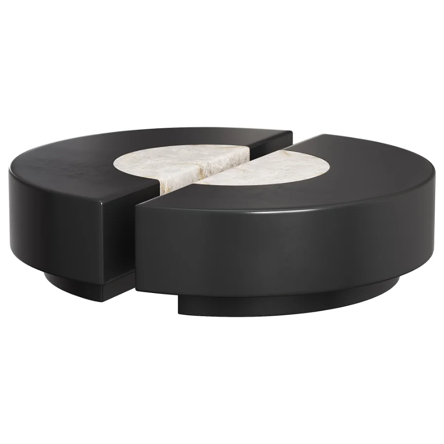 Baci Round Travertine and Shell Onyx Coffee Table By Marbera Image 1