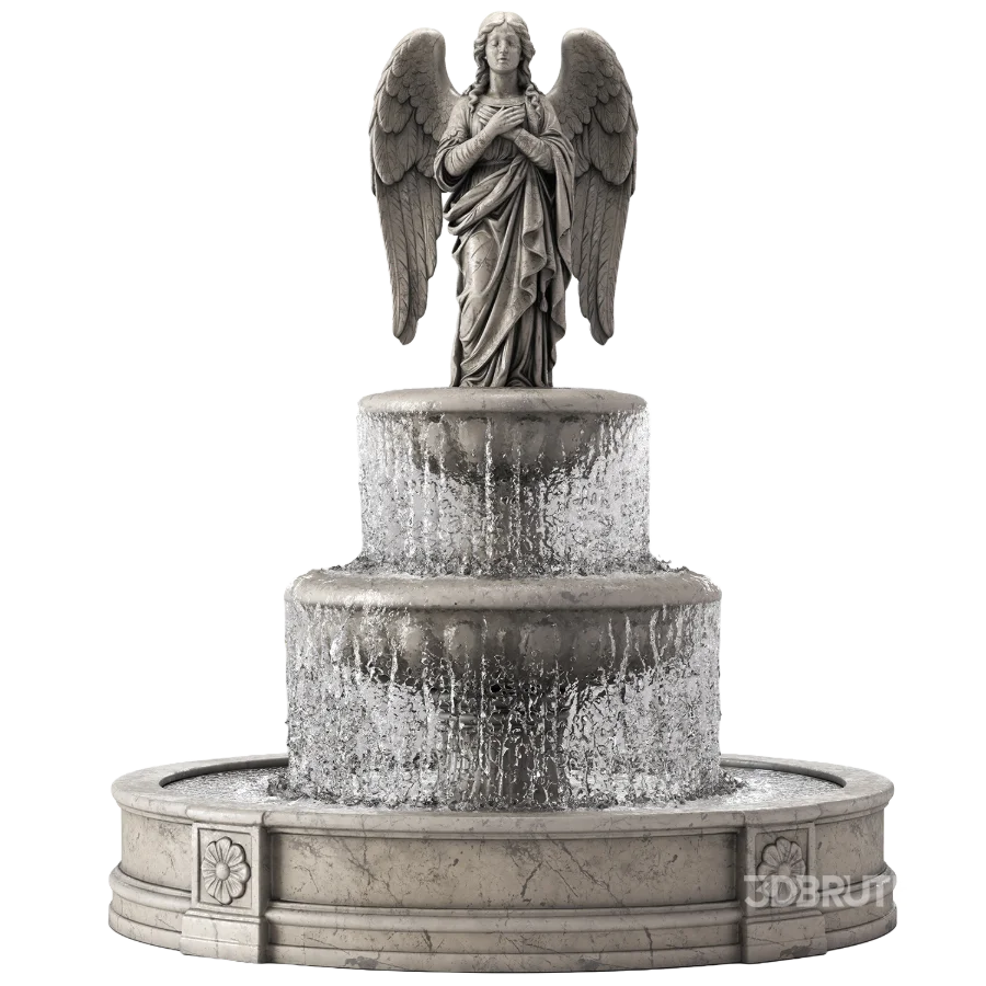 Fountain Collection 01 – Classic Marble Angel Fountain with Water Image 1