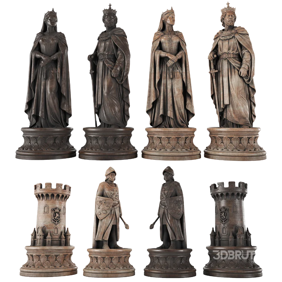 Chess Set 02 – Decorative Renaissance Chess Set with Sculptural Pieces Image 5