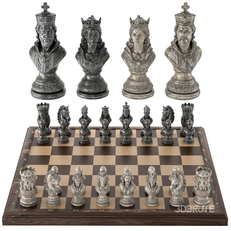 Chess Set Luxury Medieval Sculptural Image 1