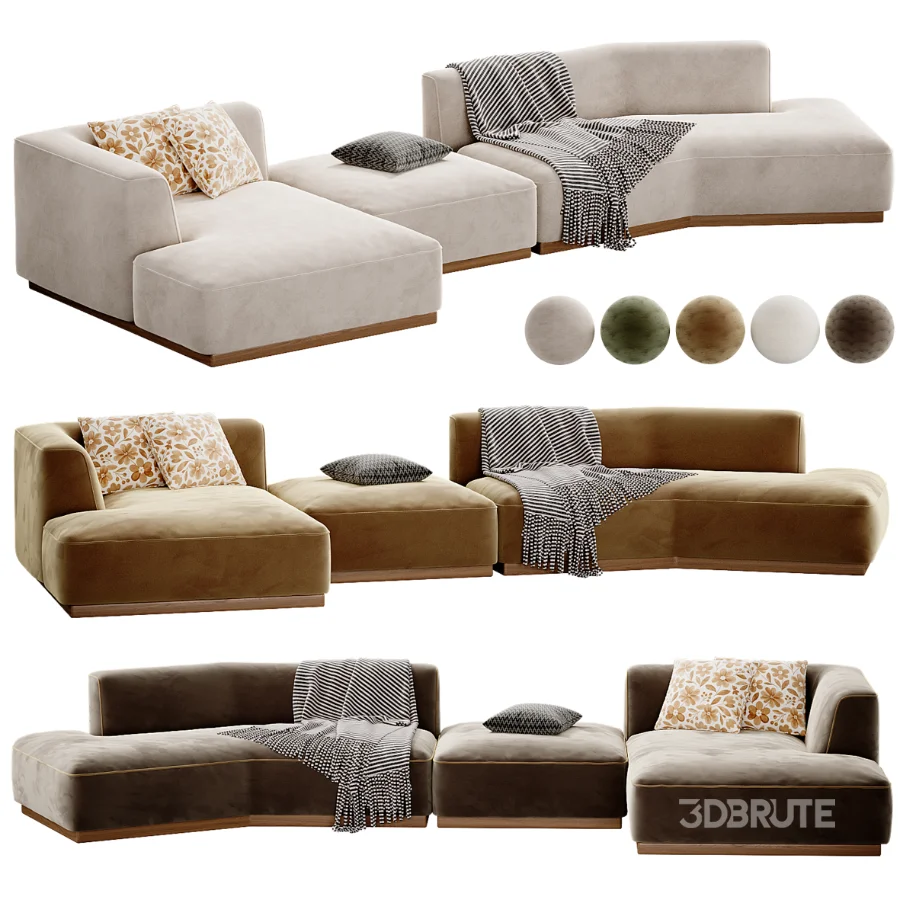 Canape d angle gauche ouvert avec repose pieds en texture viscose et lin Image 4
