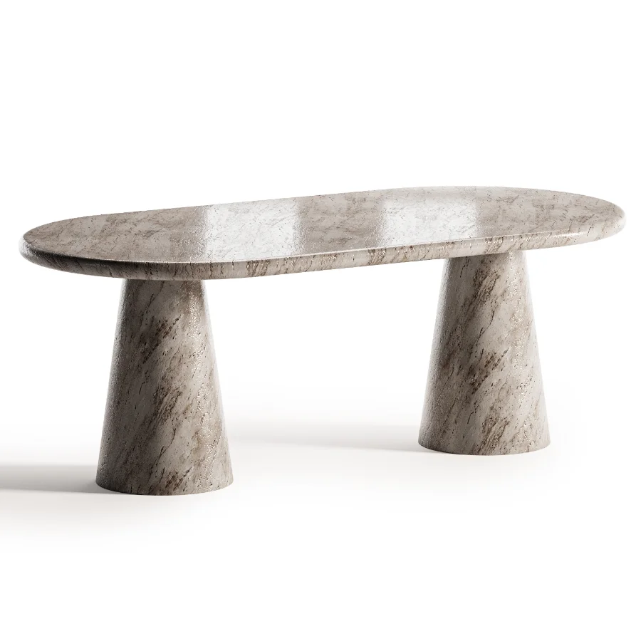 Linda and Oval Travertine Dining Table Image 2