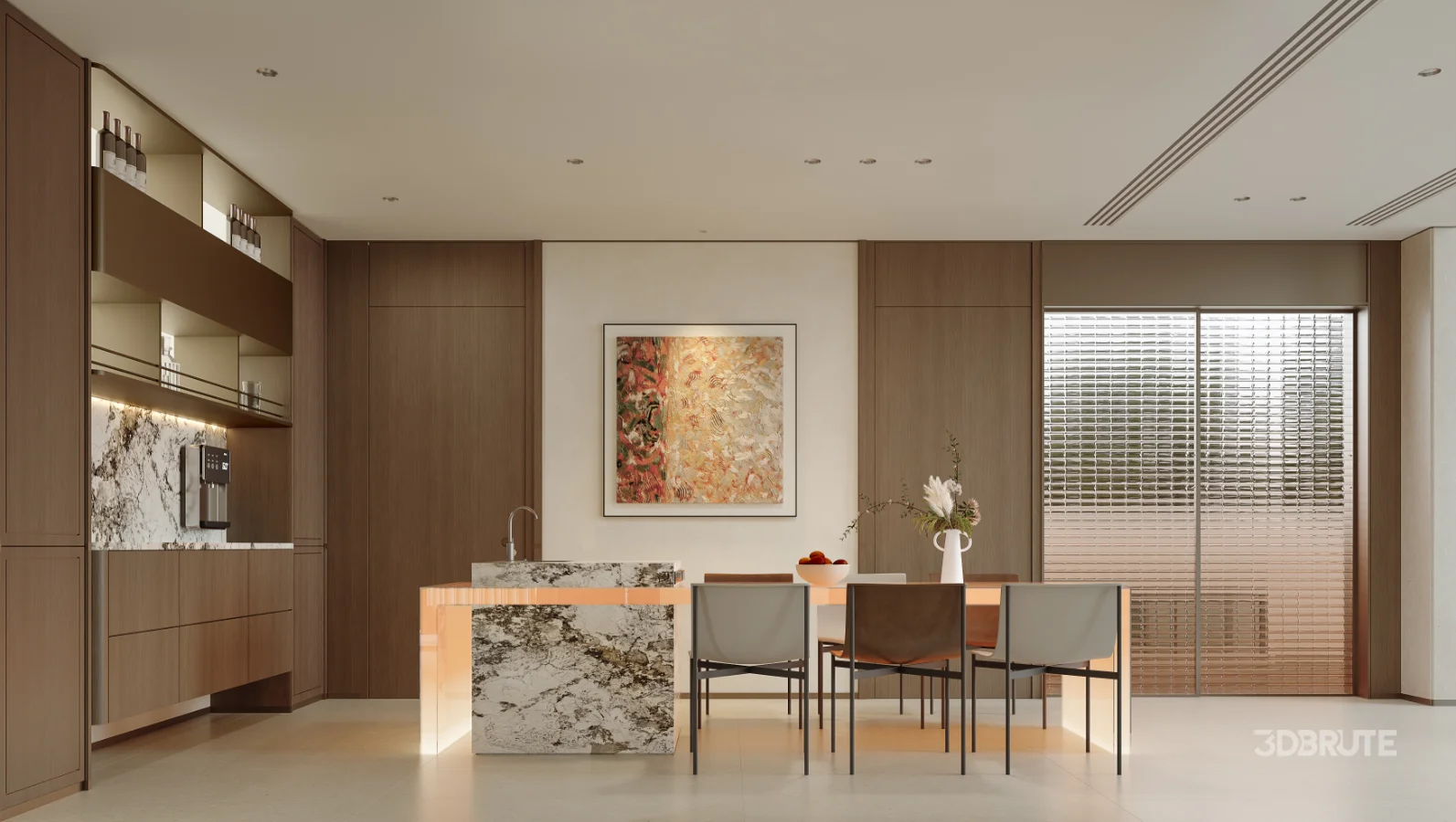 Modern villa living room and dining room interior Image 2