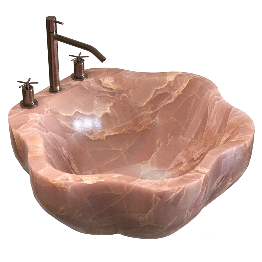 Pink Marble Countertop Washbasin Image 3