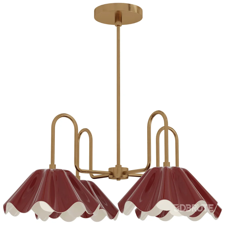 Brass Ruffled Flower Chandelier Image 6