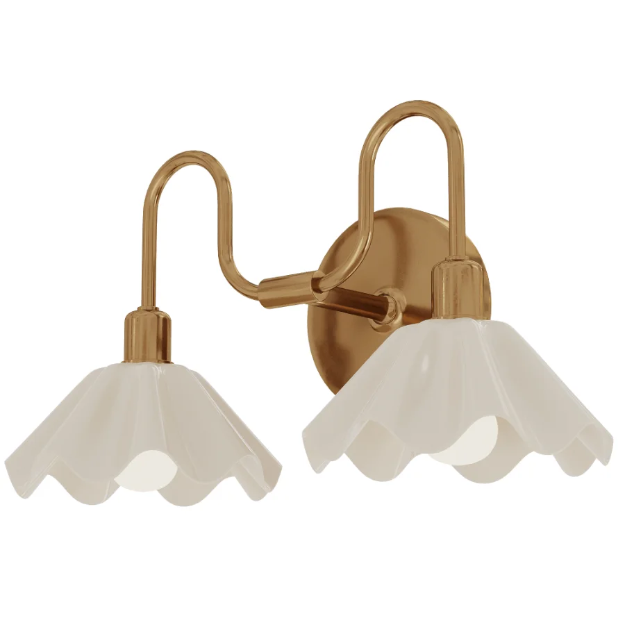 Vintage Brass Double Wall Sconce Image 3