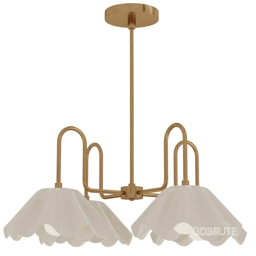 Brass Ruffled Flower Chandelier Image 5