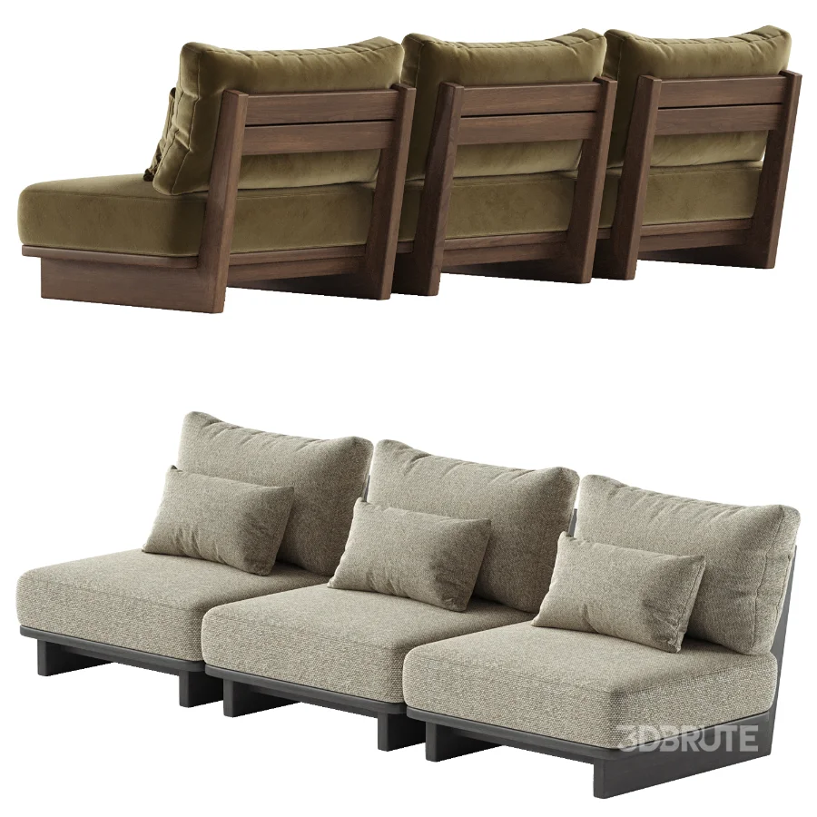 Daphne Outdoor Armless Sofa Image 5