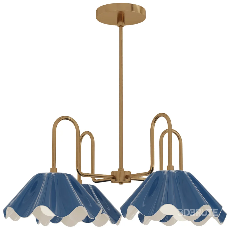 Brass Ruffled Flower Chandelier Image 2