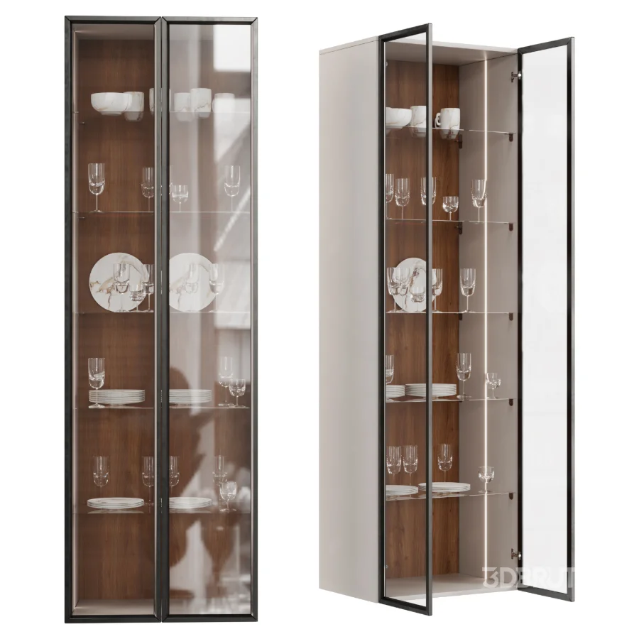 Glass Display Cabinet with Metal Frame Image 1