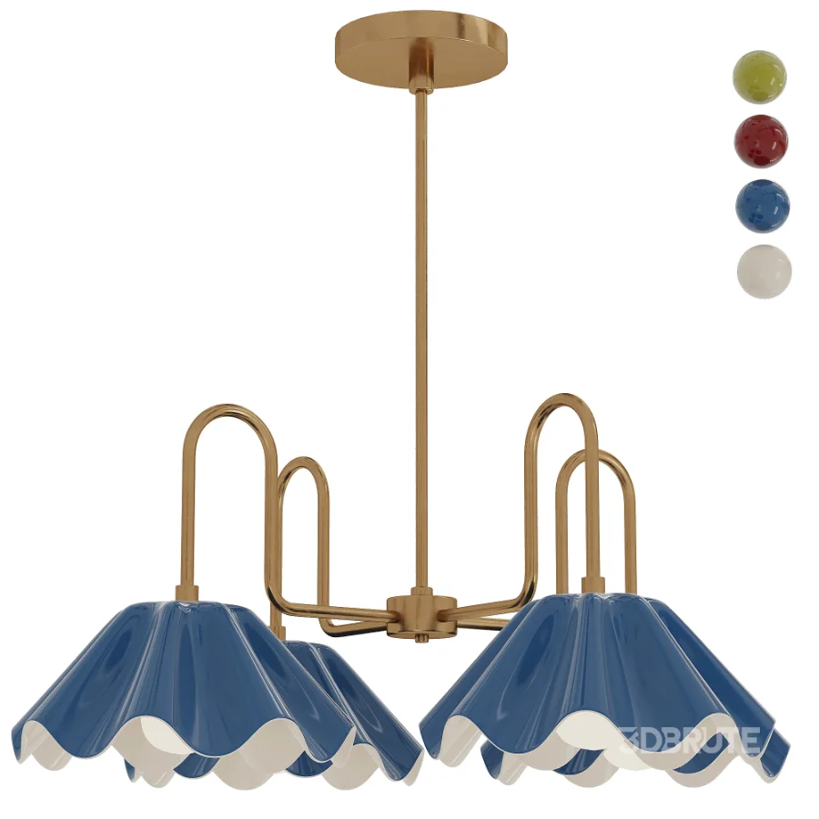 Brass Ruffled Flower Chandelier Image 8
