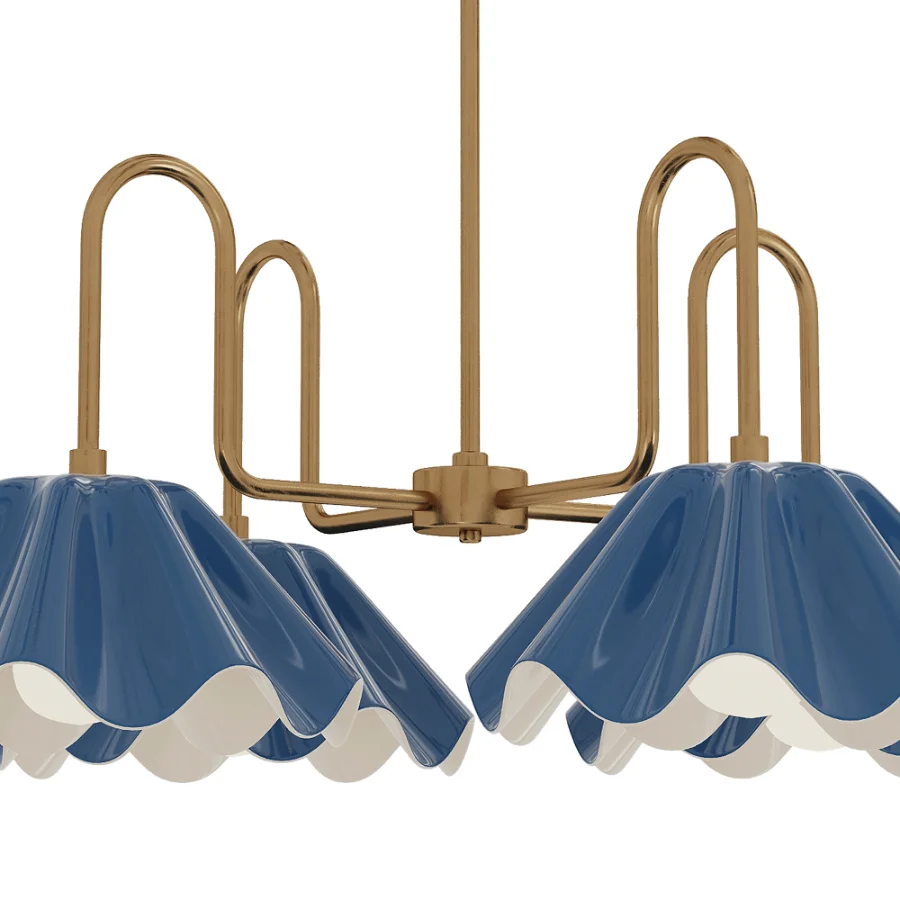 Brass Ruffled Flower Chandelier Image 7