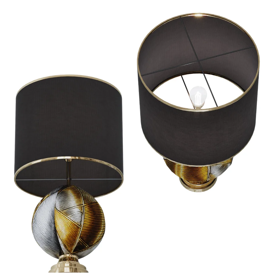 Mercurio Large Round Amber Gray Crystal Table Lamp Image 5