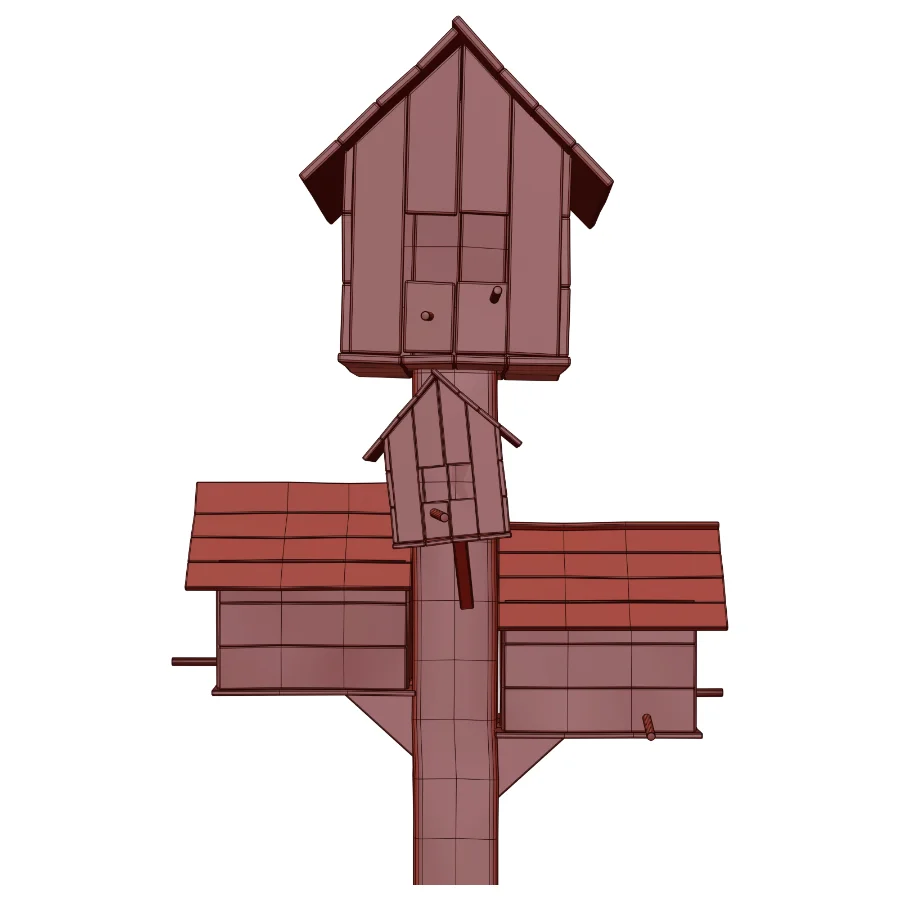 Wood Birdhouse Tree with Bench Image 6