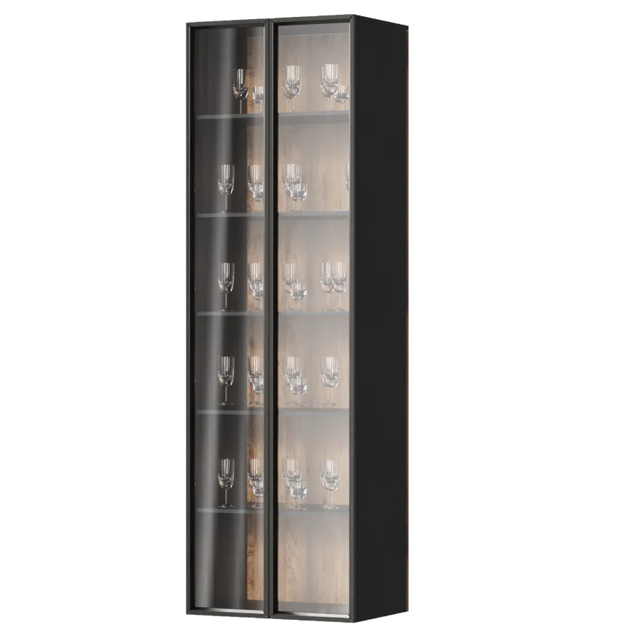 Glass Display Cabinet with Glassware Image 1
