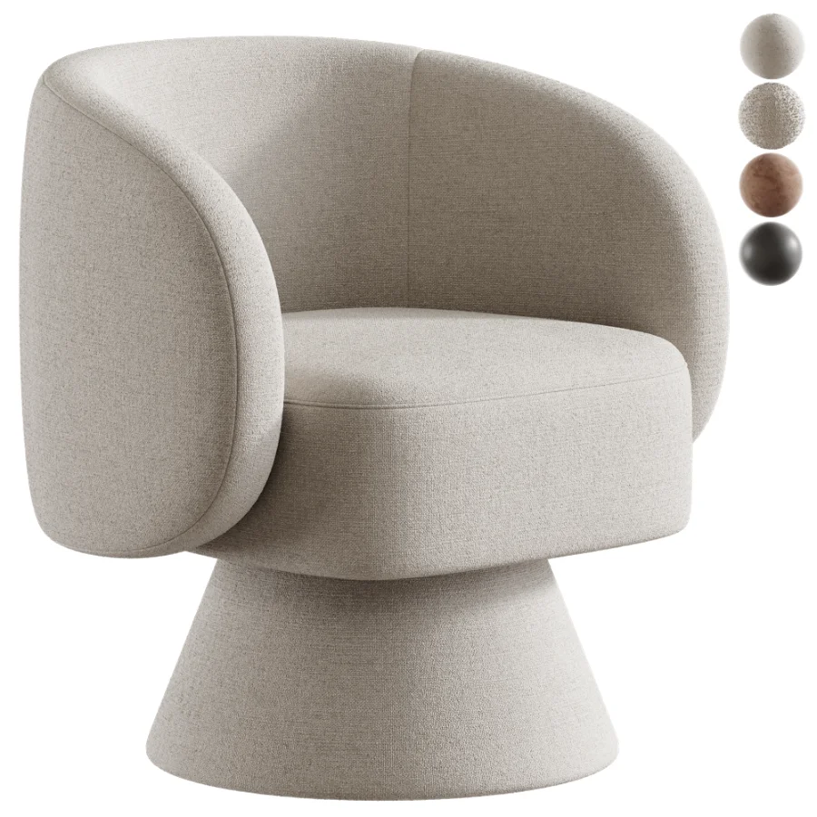 Modern Upholstered Swivel Barrel Chair Image 1