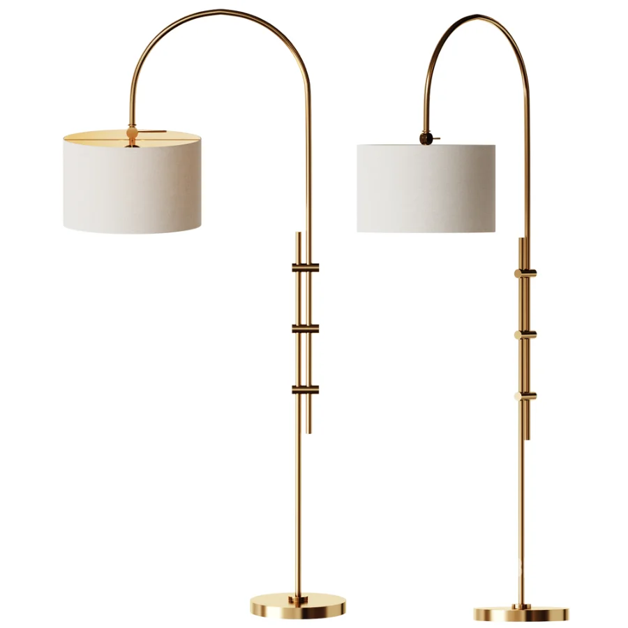 Arc Floor Lamp with Linen Shade Image 2