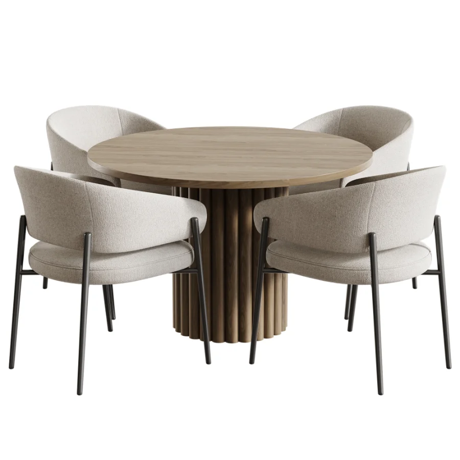 Linda chair And Mayeerty 46 Modern Wooden Round Dining Table Image 4