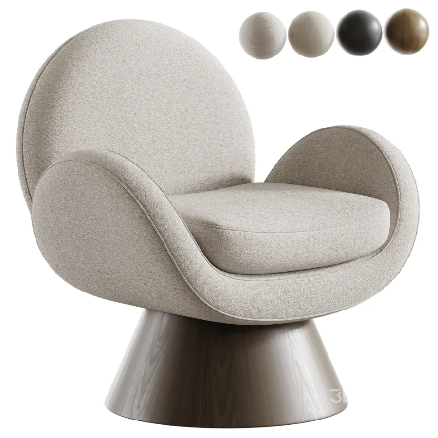 Swivel Armchair With Solid Wood Base Image 1