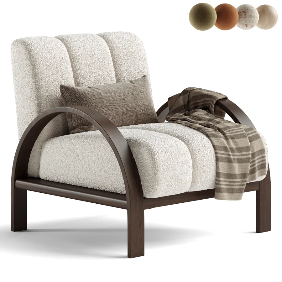 Boucle Ash Wood Accent Chair Image 1