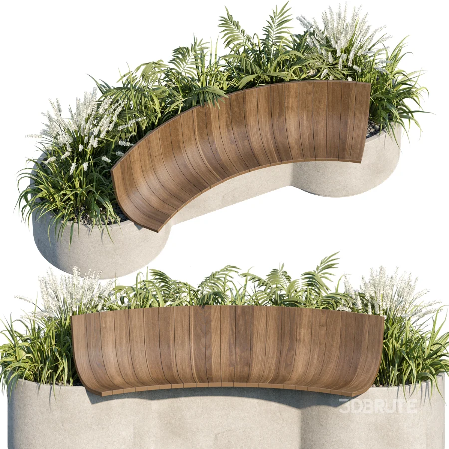 Bench with Plants – Urban Furniture 03 Image 2