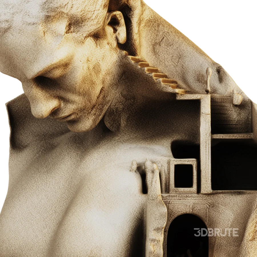 Surrealistic Classical Bust Architectural Sculpture Image 3