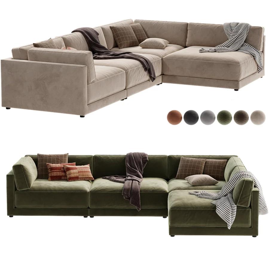 Oriole 4 Piece L Shaped Dark Brown Performance Velvet Modular Sectional Sofa Image 2