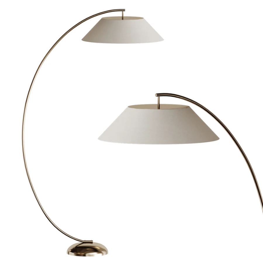 Circo arc bronze and linen floor lamp Image 1