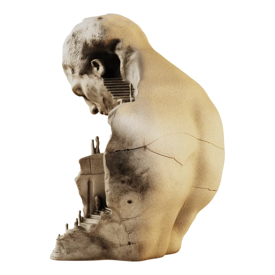 Surrealistic Classical Bust Architectural Sculpture Image 5