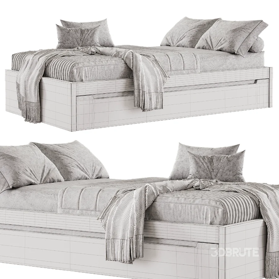 BARI White Trundle Bed Image 4
