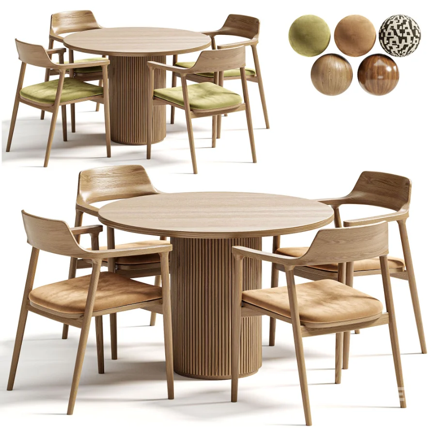 Hiroshima chair,Moon table Dantonehome Dining set Image 8