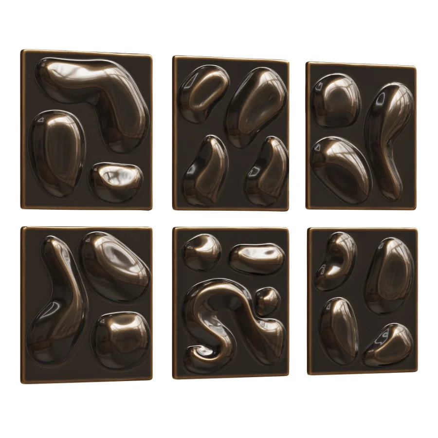 Wall Sculpture Set Modern Gold Relief 27 Image 6