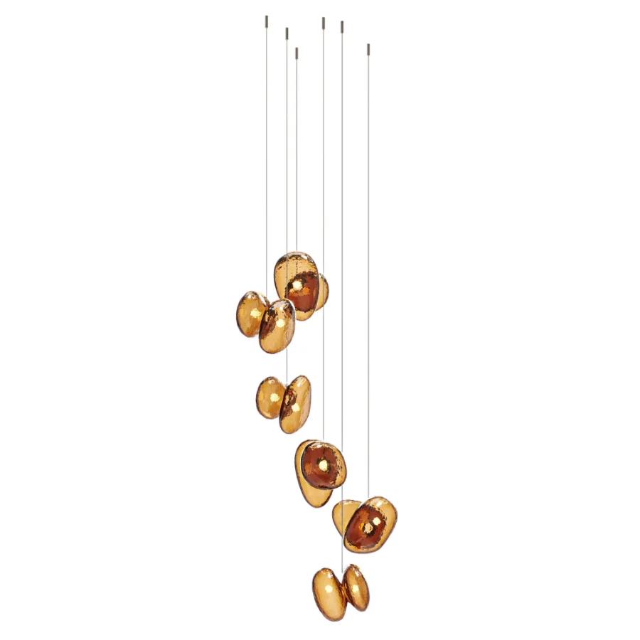 A N D Pebble Chandelier 6 LED Blown Glass Pendant Lamp Image 1
