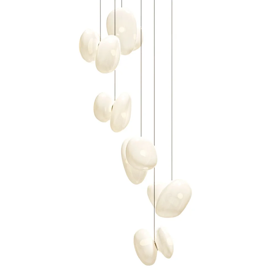 A N D Pebble Chandelier 6 LED Blown Glass Pendant Lamp Image 2