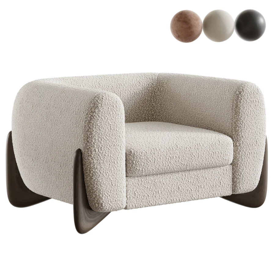 Tina Modern Boucle Upholstered Accent Armchair Image 1