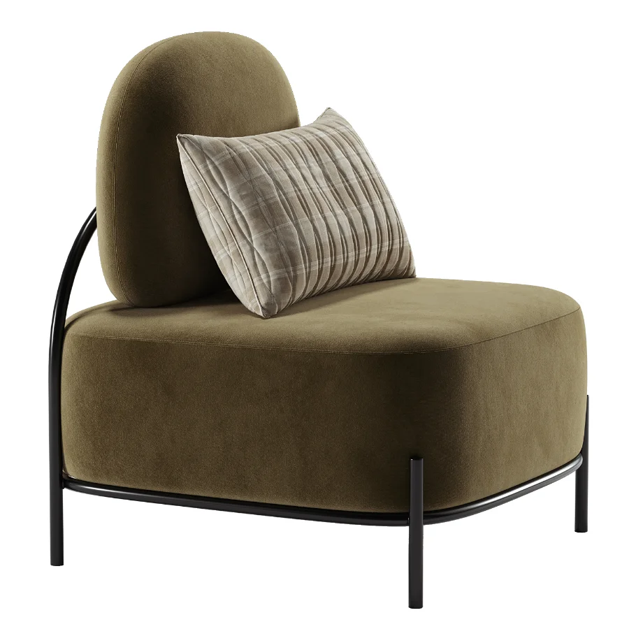 Yellow Linen Accent Chair Image 2