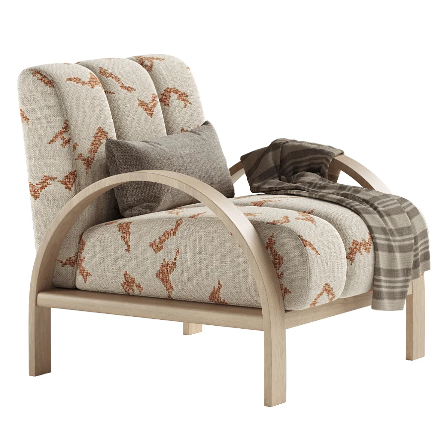 Boucle Ash Wood Accent Chair Image 3