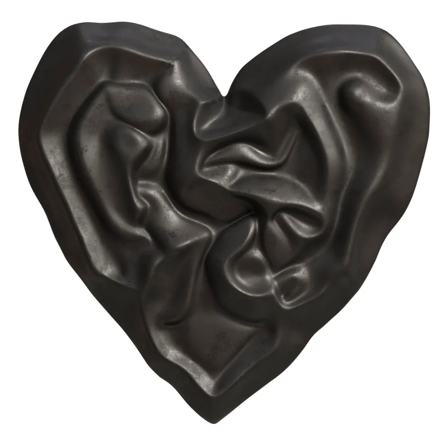 Wall Decor Crumpled Liquid Metal Heart Image 1
