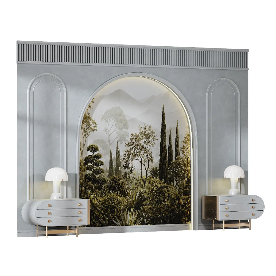 Modern neoclassical style bedroom headboard set 004 Image 2