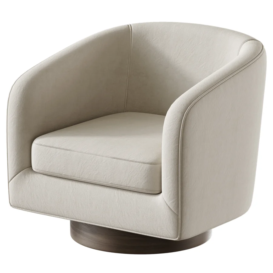 Velvet Boucle Upholstered Accent Chairs Swivel Barrel Chair Image 4