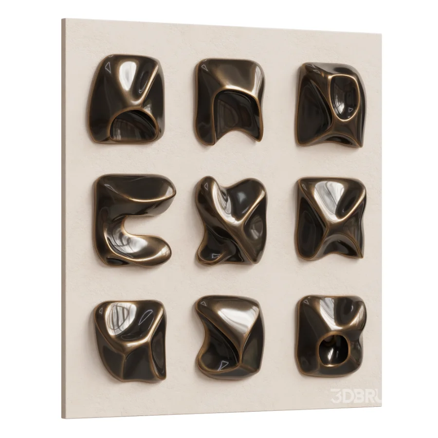 Wall Art Set of Modern Sculptural Clay Elements Image 4
