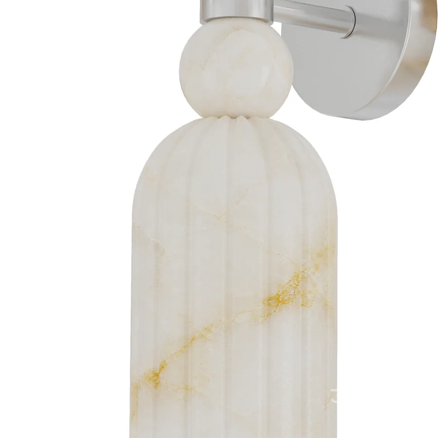 Alabaster Brass Wall Sconce Image 4
