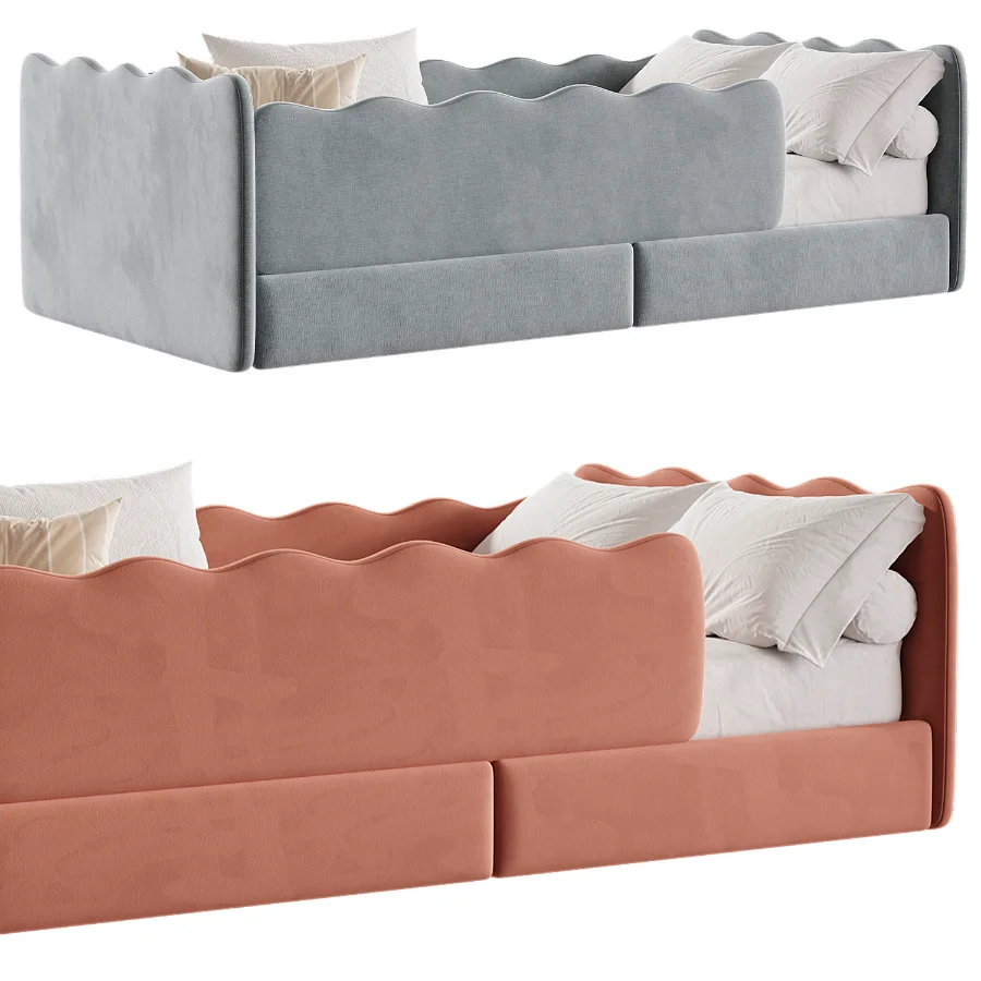 Cozy Ivory Boucle Low Profile Kids Bed Image 6