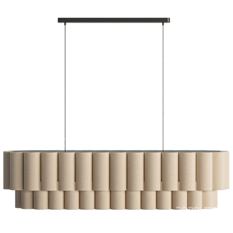 Folia oval scalloped natural linen pendant Image 3