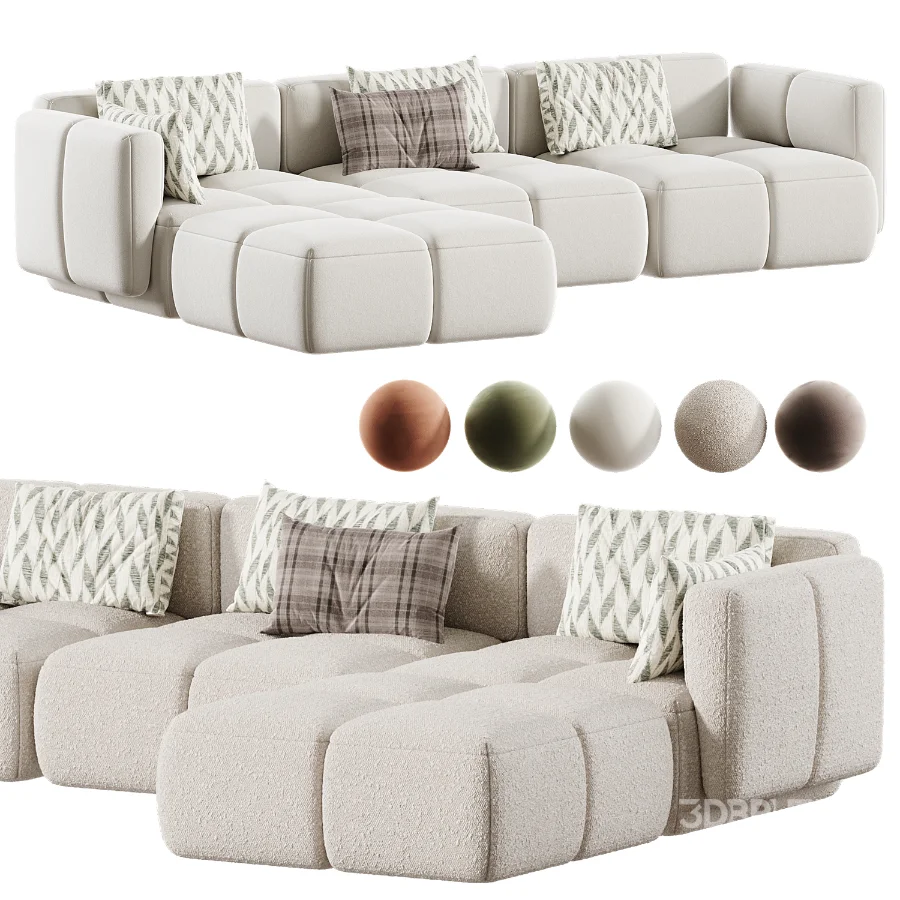 Westwing Teddy Boucle Modular Sofa with Tayla Pouf Image 5